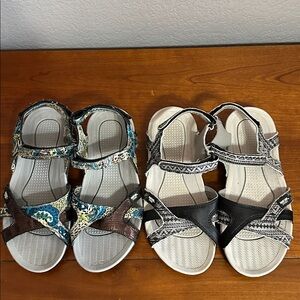 2 PAIRS MUK LUKS SPORT OPHELIA STRAPPYSANDALS Size 8 Wide fitting